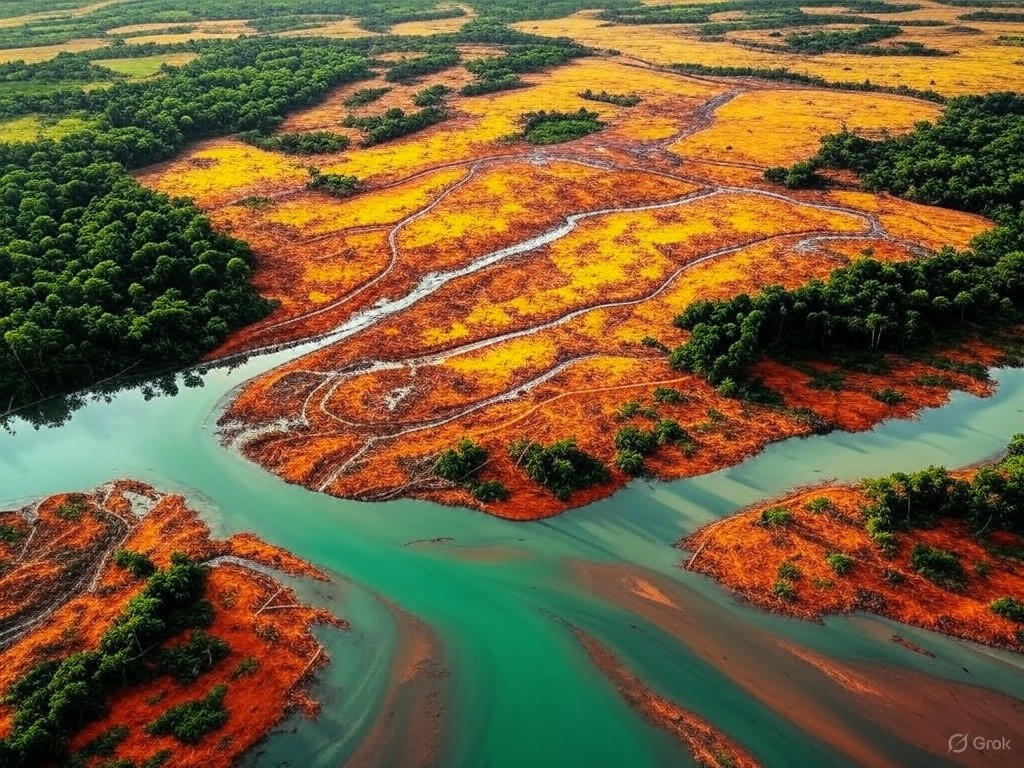 Satellite view of Amazon deforestation