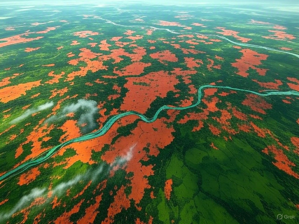 Satellite view of Amazon deforestation