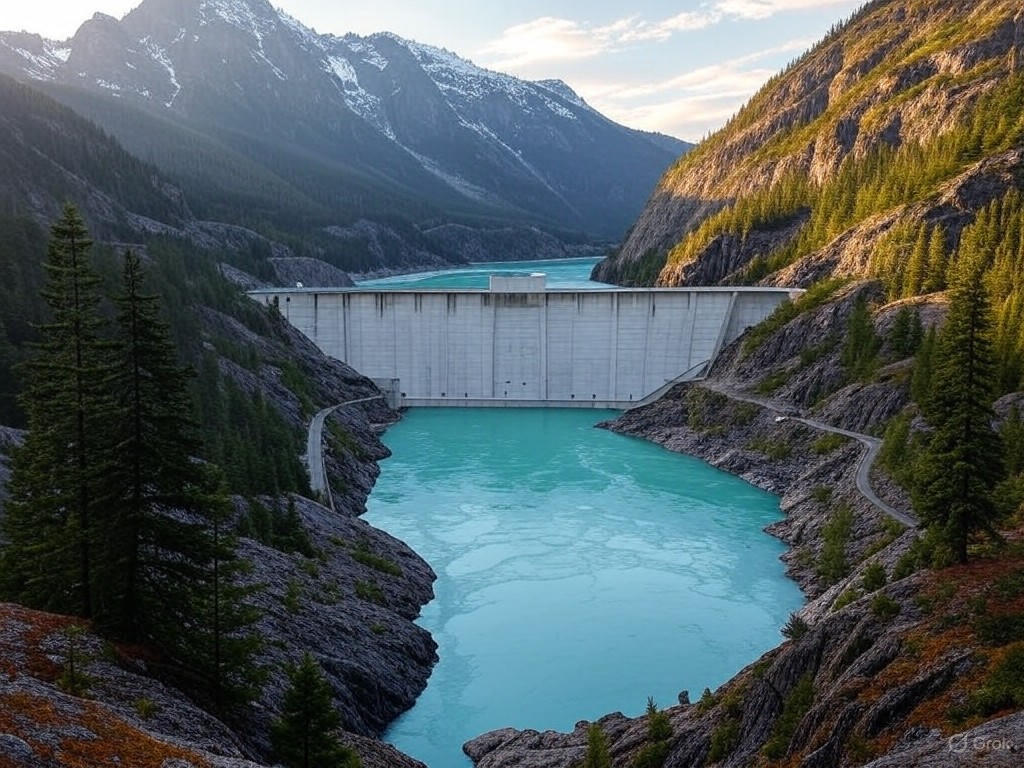 Hydroelectric dam in British Columbia powering sustainable energy grids