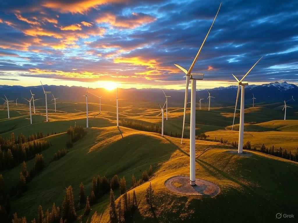Wind farms in the British Columbia interior harnessing clean energy