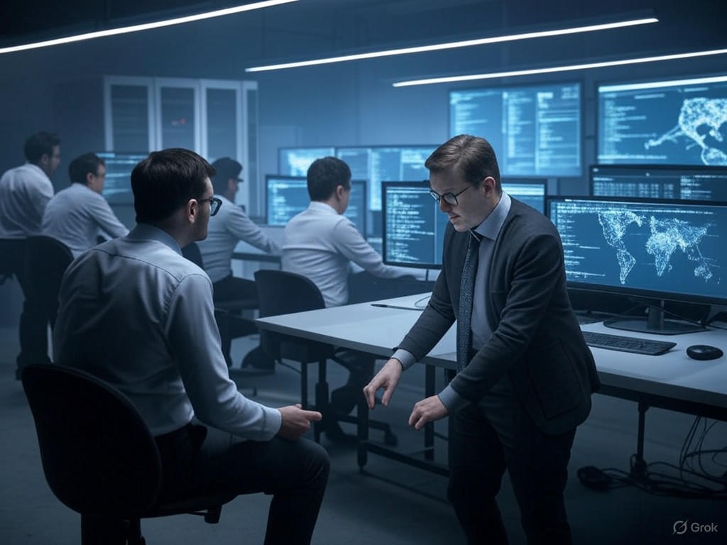 Chinese hackers at work in a high-tech lab
