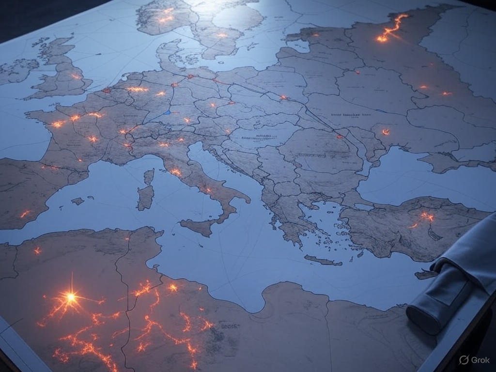 Map of disrupted European gas pipelines