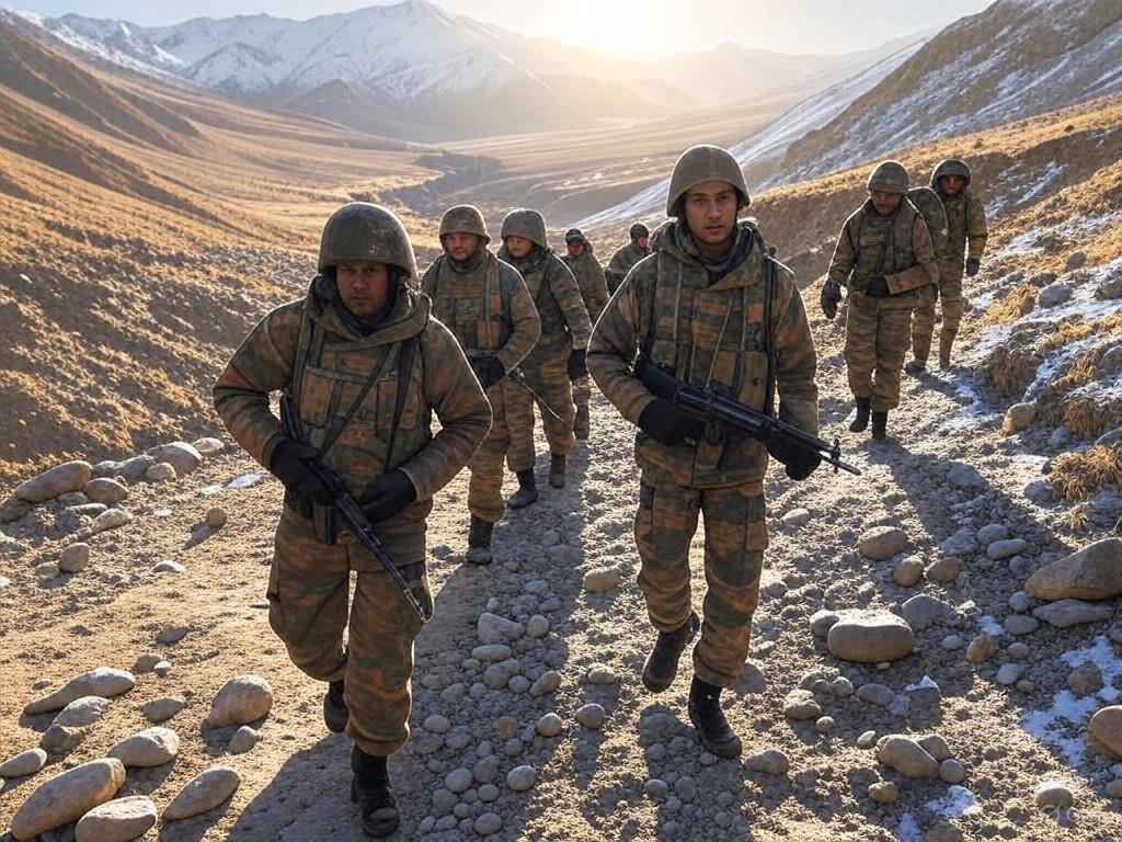 Indian troops patrolling the Ladakh border