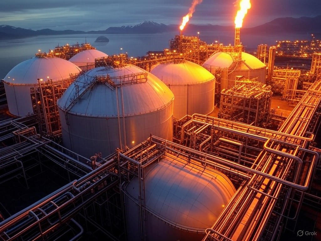 LNG Canada Facility at Dusk