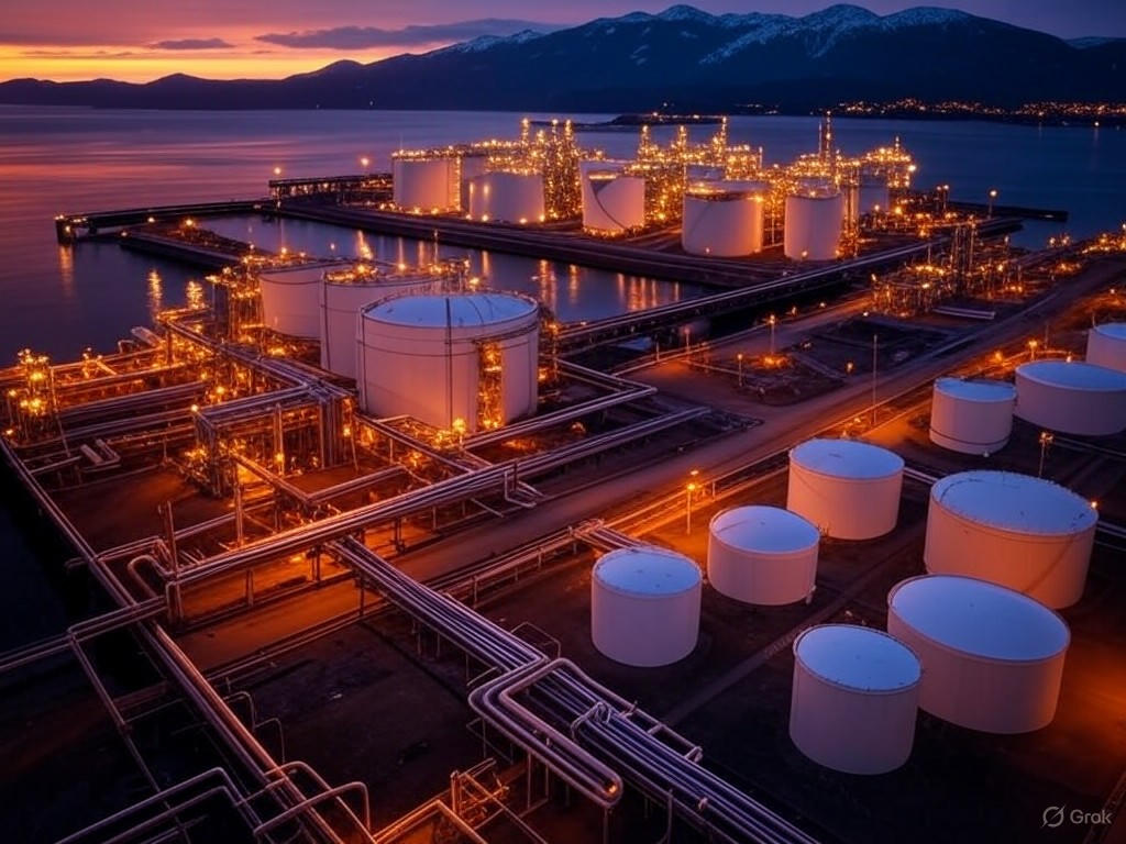 LNG Terminal in Kitimat at Dusk