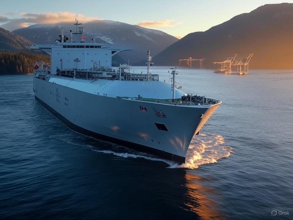 LNG tanker departing from Kitimat