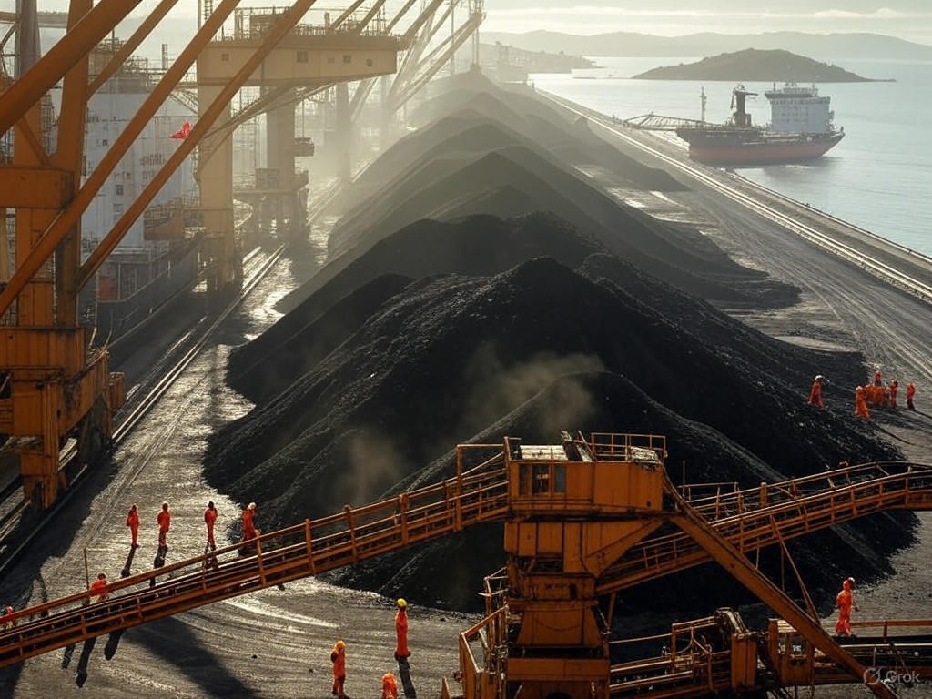 A bustling coal export terminal in Newcastle