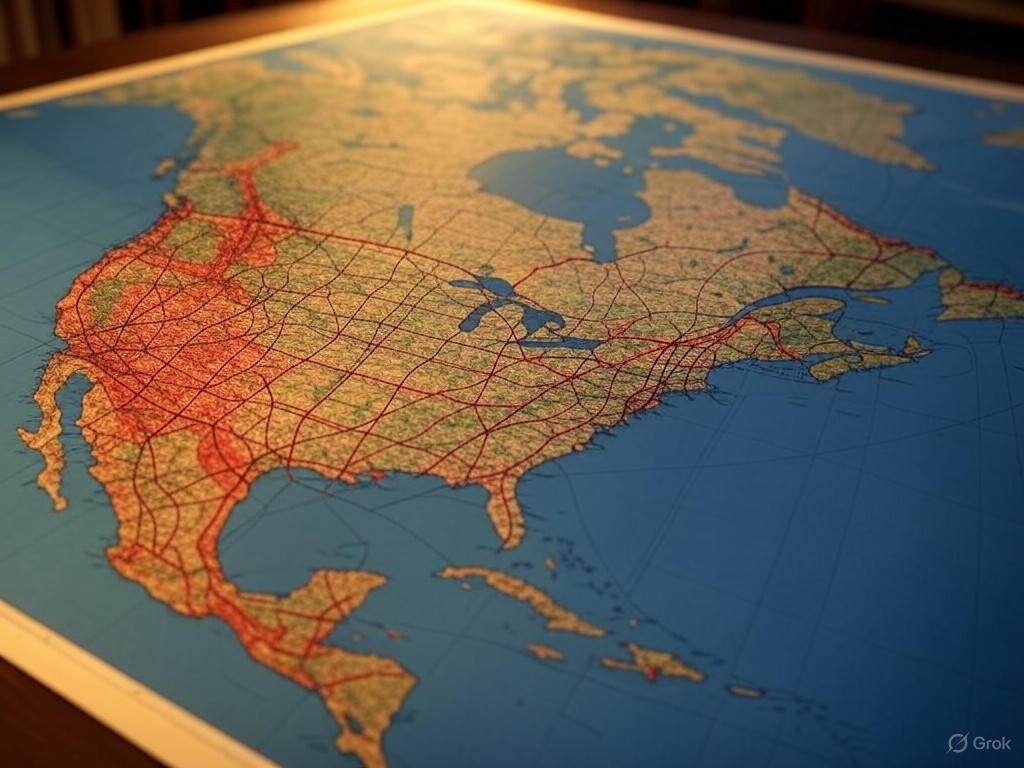 Map of North American trade routes
