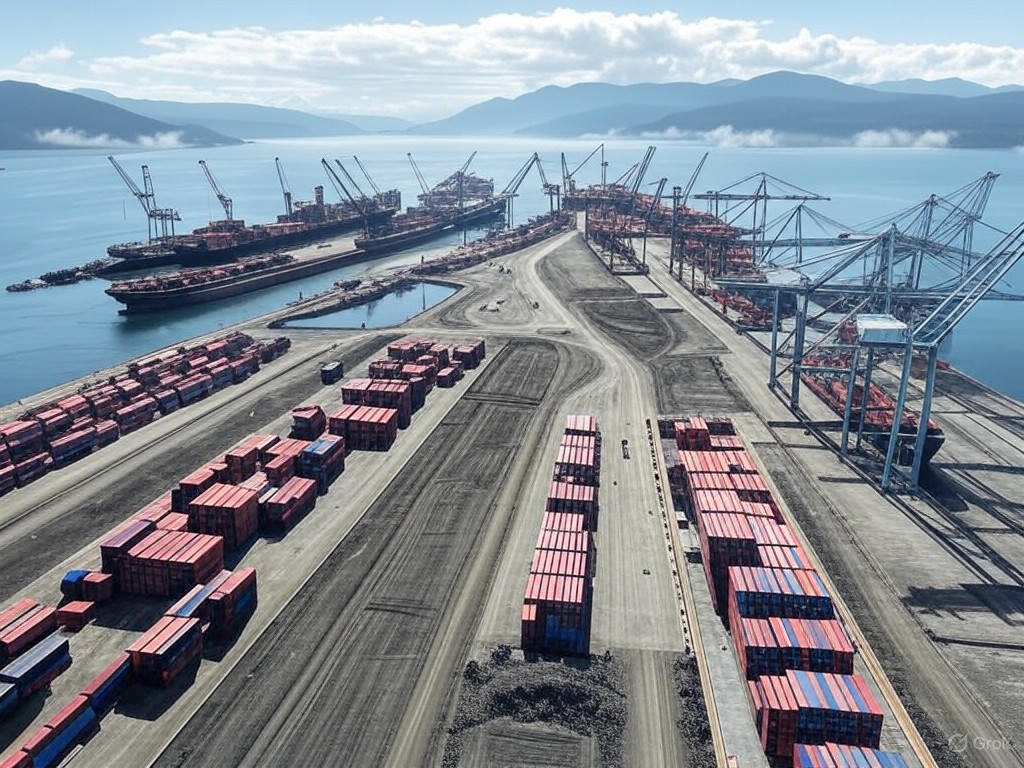 Aerial view of Prince Rupert Port expansion