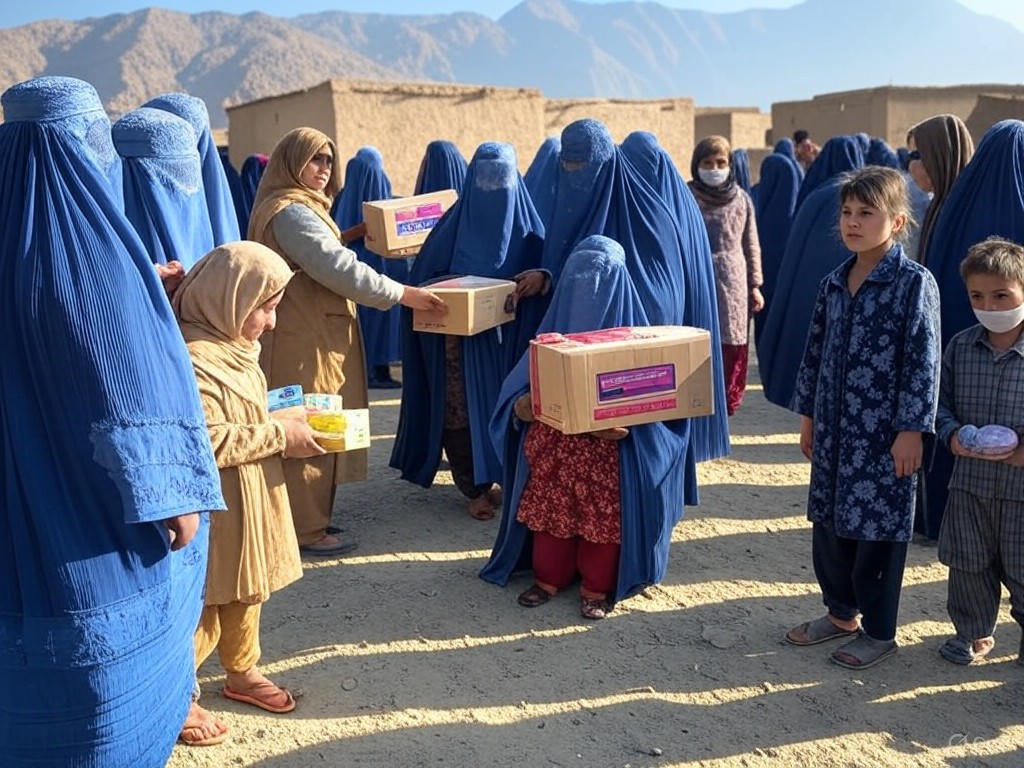 Aid distribution in rural Afghanistan
