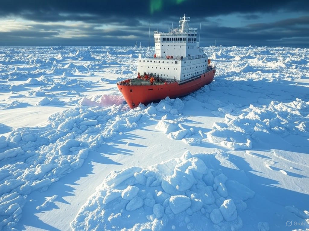 Russian icebreaker in Arctic waters