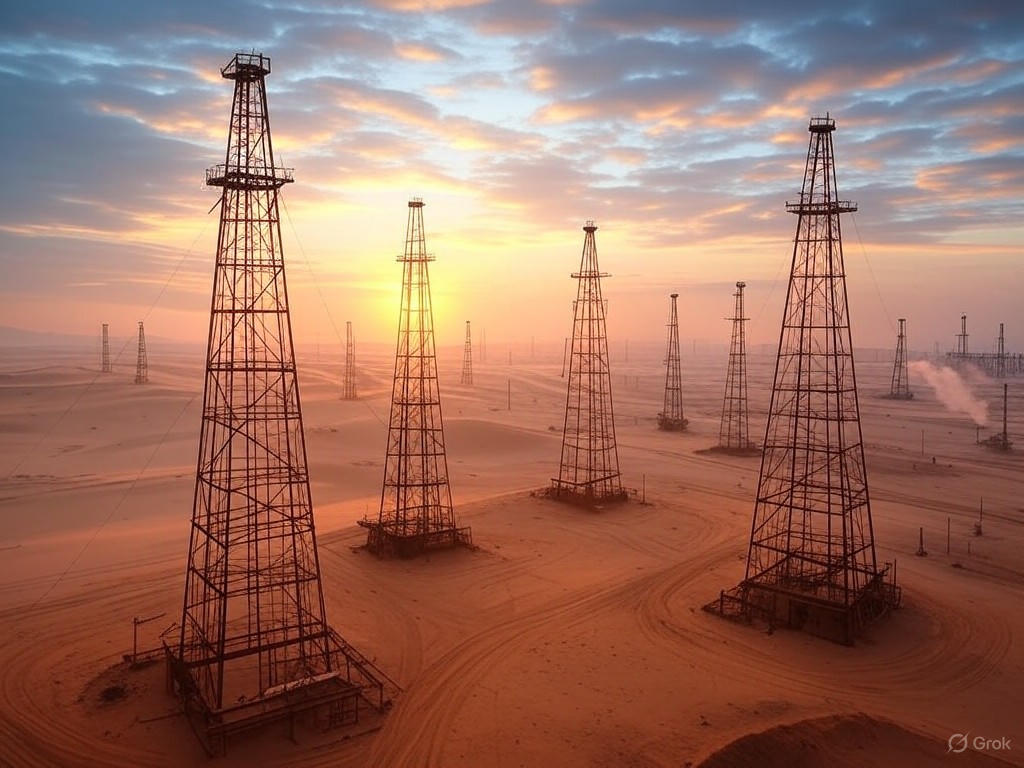 Saudi oil fields at dawn