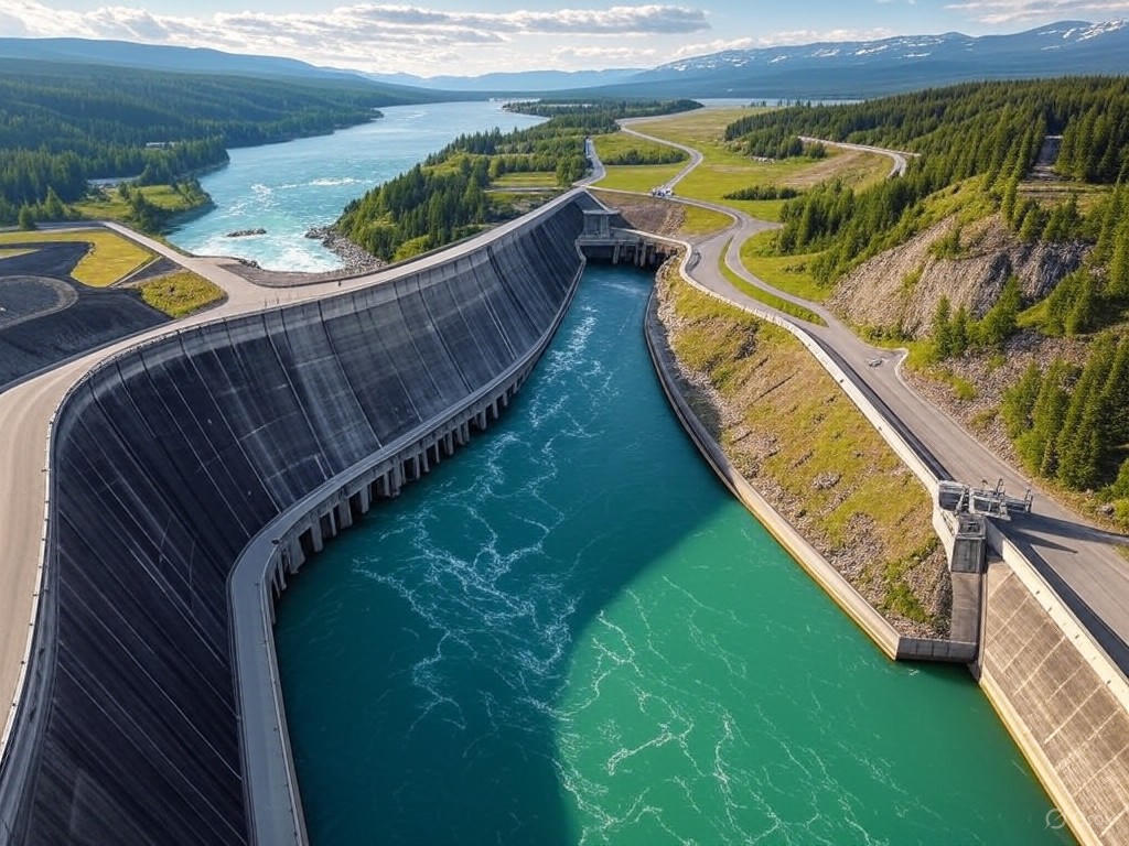 Aerial view of the Site C hydroelectric dam in British Columbia