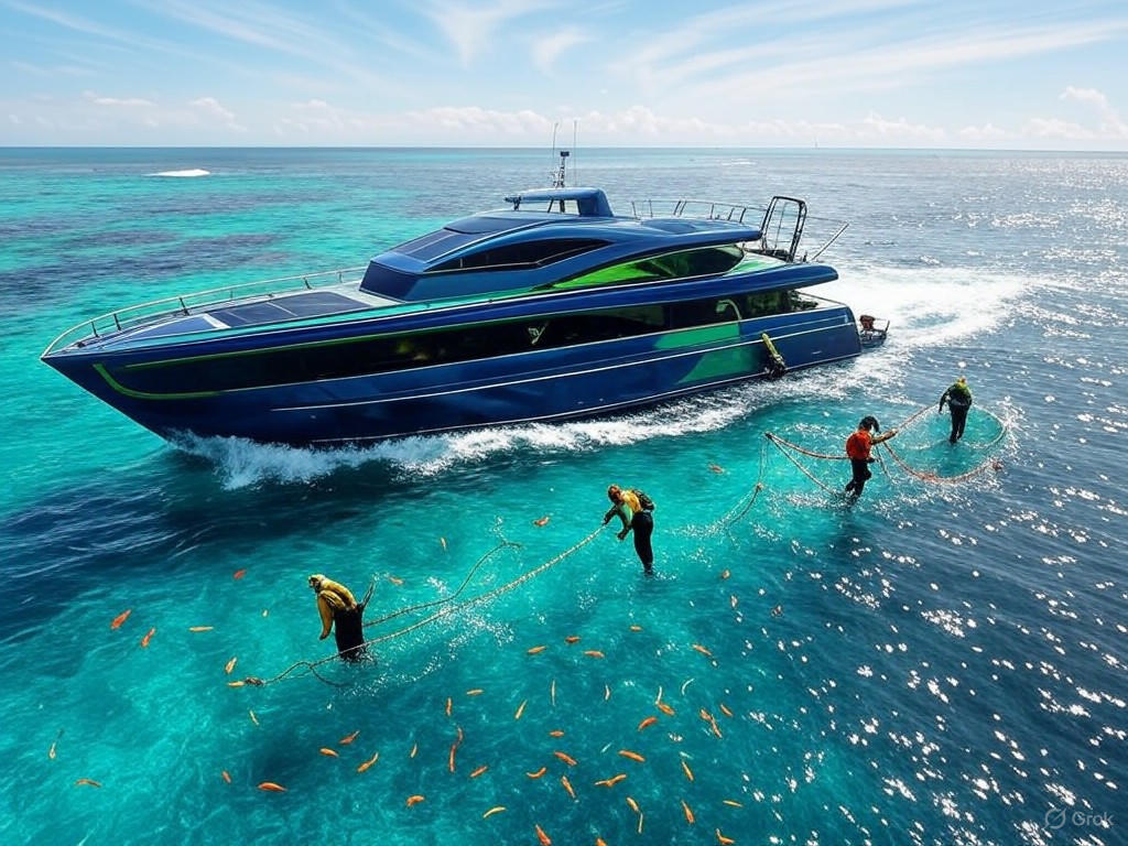 Sustainable fishing vessel in action