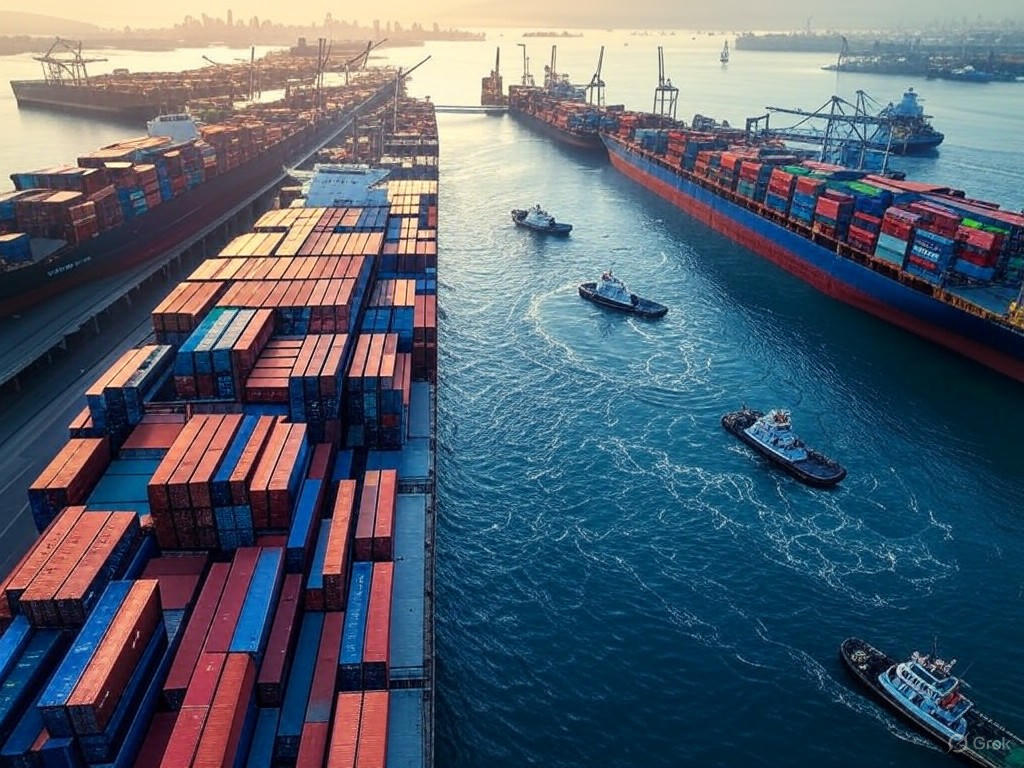 Aerial view of Vancouver's bustling port