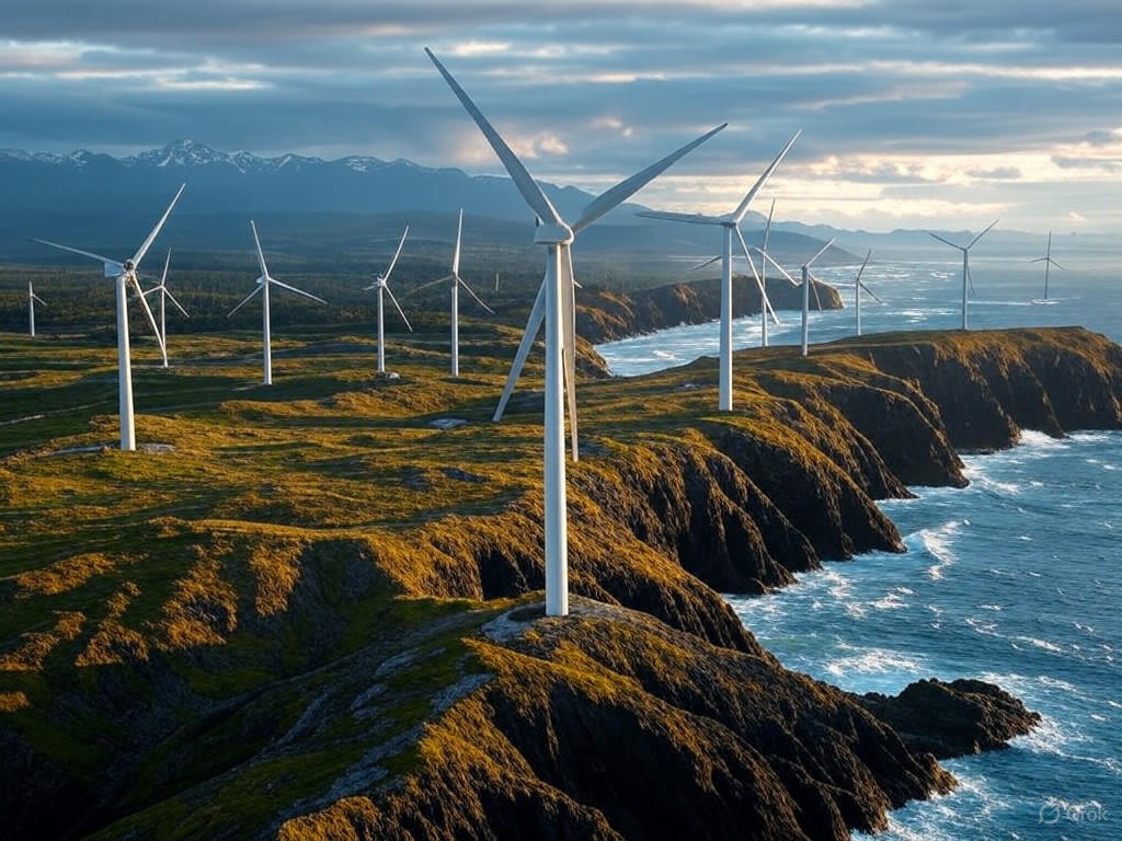 Wind Turbines Along BC Coastline